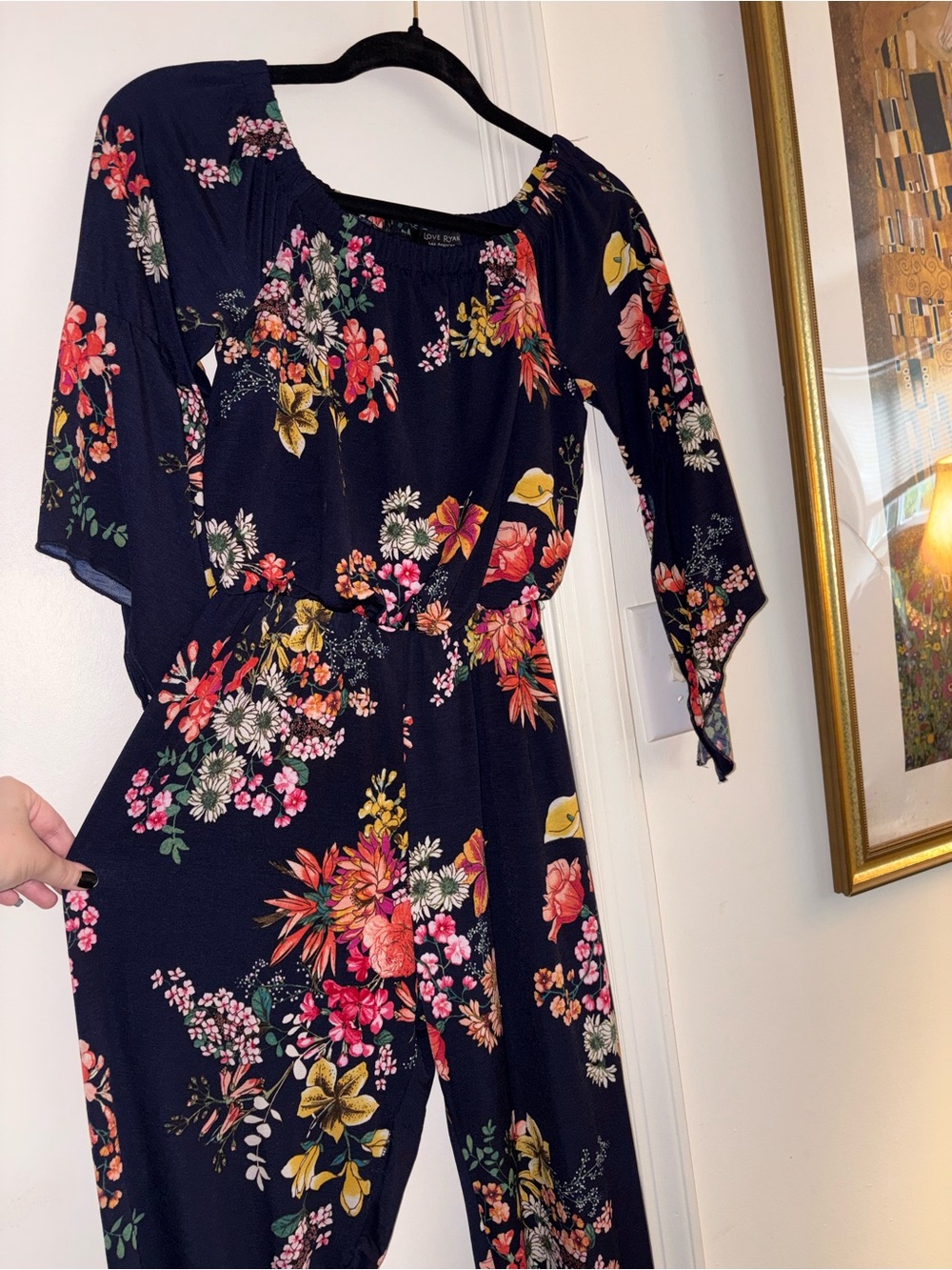Navy Floral Off-Shoulder Jumpsuit